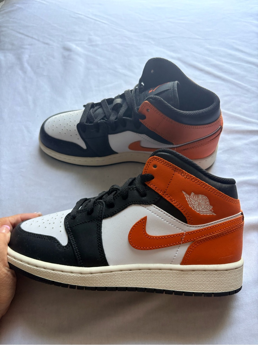 Nike Men’s Mid-Top Sneakers — White/Black/Orange